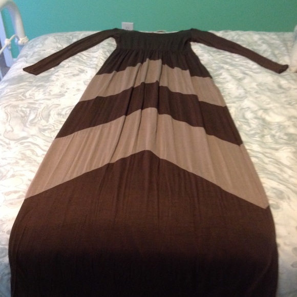 💖Brown colorblock Maxi dress💖 - Picture 6 of 7